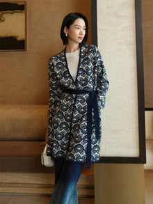 Cross-Front Knitted Cardigan | Navy