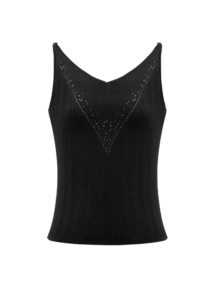 V-neck Knitted Vest | Black