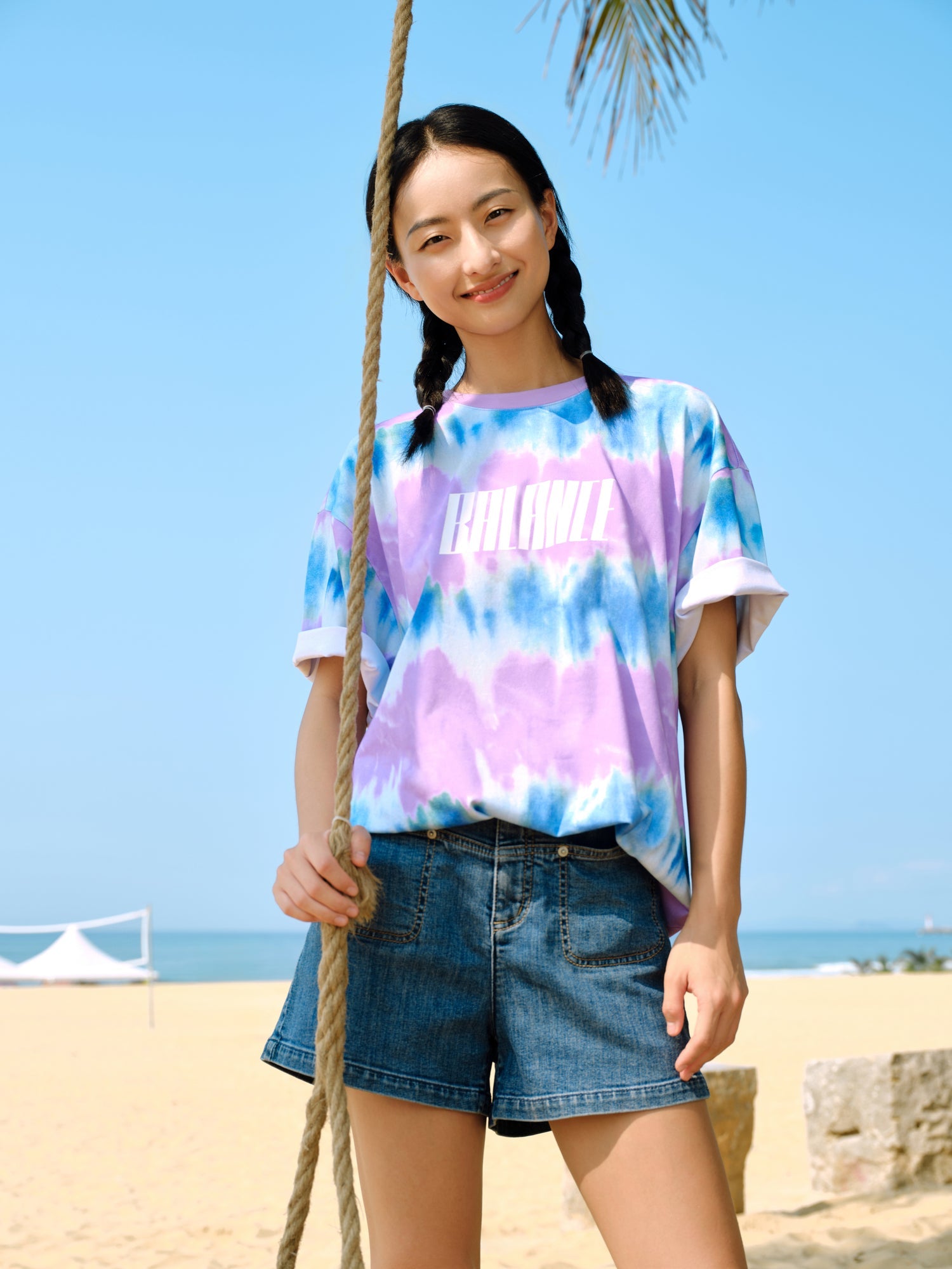Loose Fit Printed Short-sleeve T-shirt | Purple