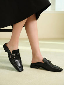 Low-heeled Muller Slippers | Black