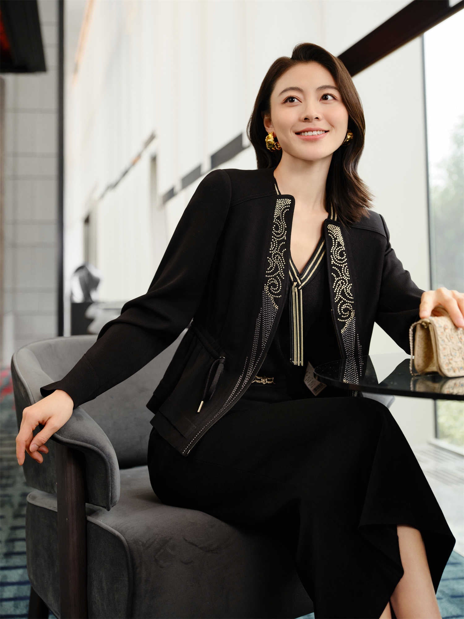 Rhinestone Embellished Suit Jacket | Black