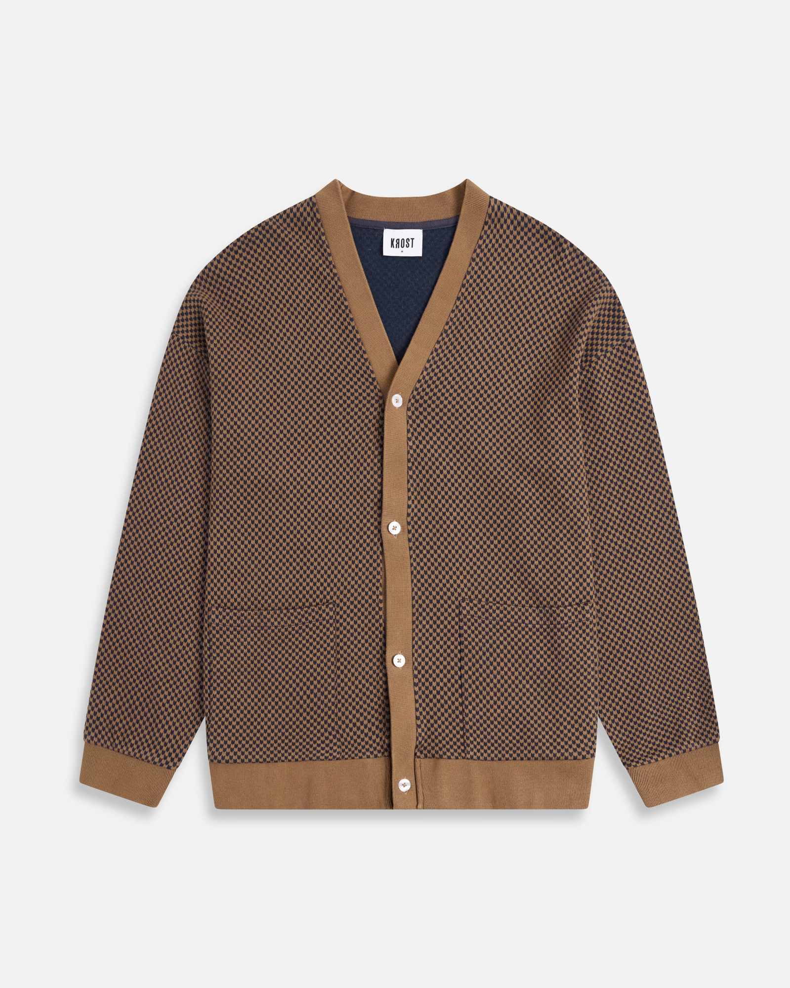 Chevron Jacquard Knit Cardigan | Sepia