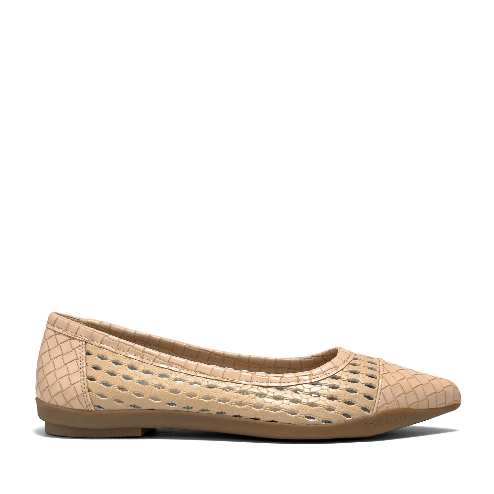 Dala Casual Flat | Beige Bisque Faux Open Weave