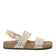 Lily Sandal Footbed | Eggnog Perf Faux Nubuck