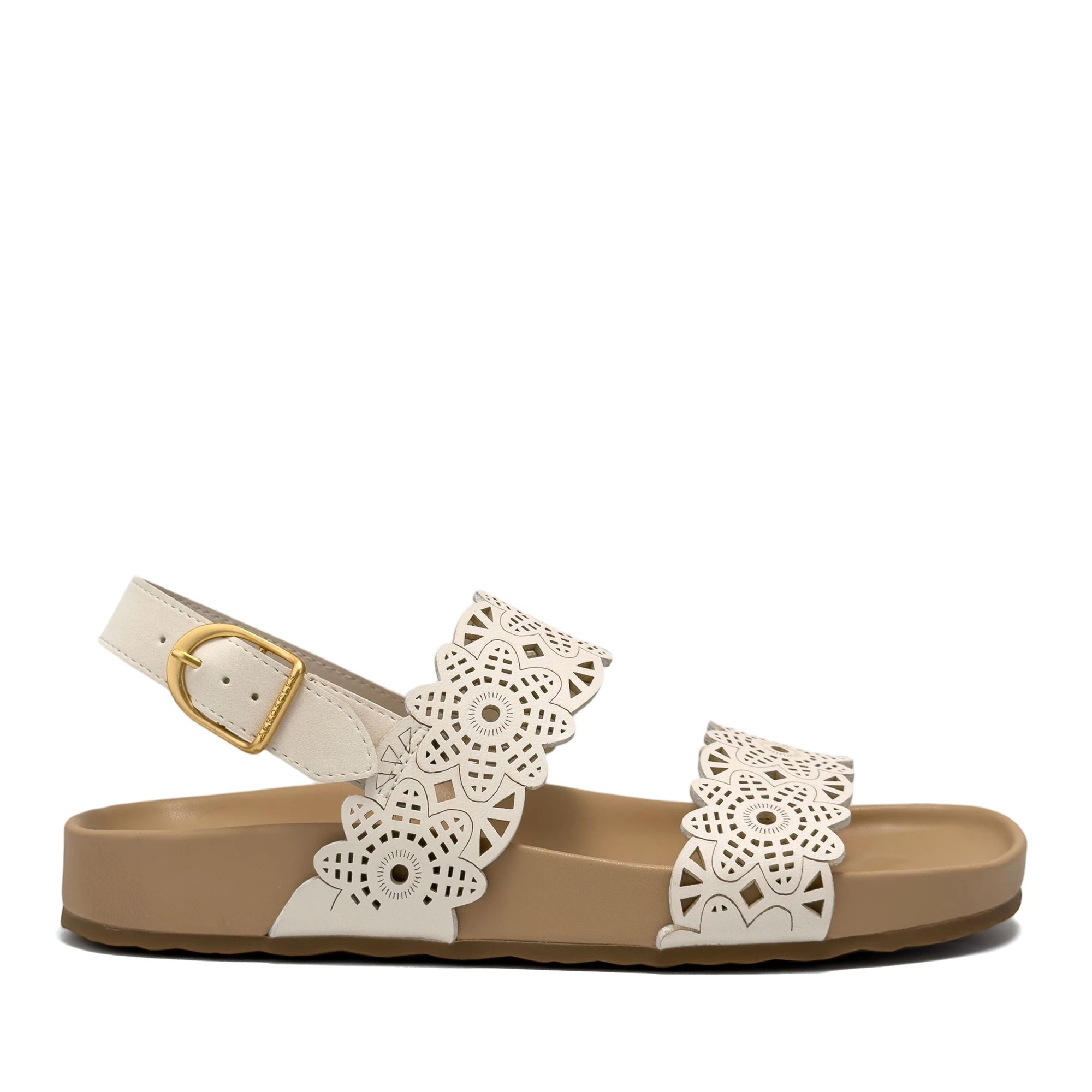 Lily Sandal Footbed | Eggnog Perf Faux Nubuck