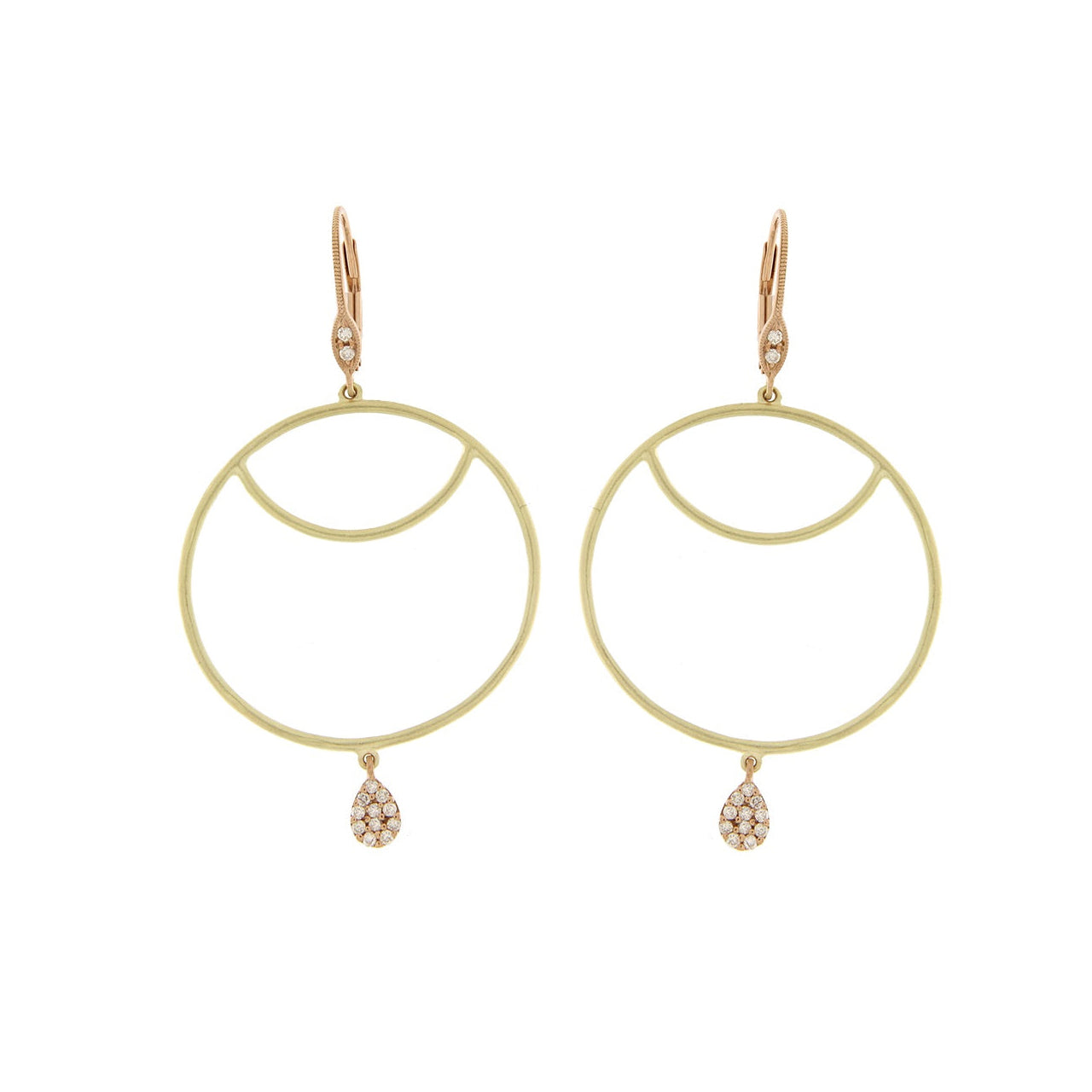 Open Circle Earrings With Diamond Charm | Yellow Gold