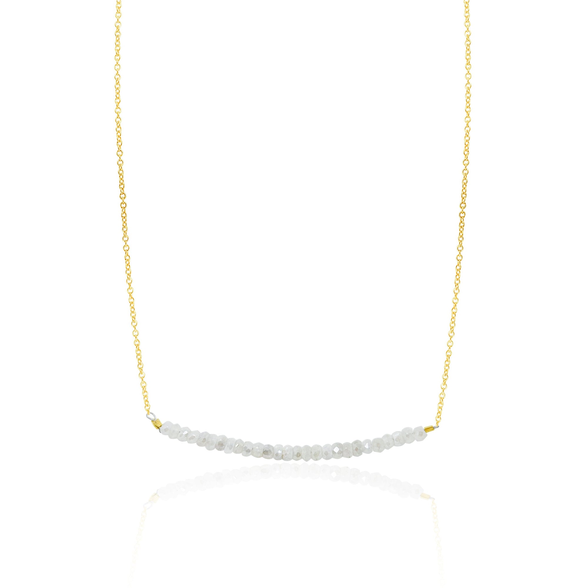 Labradorite And 14Kt Yellow Gold Bead Necklace 18 Inches Adjustable | Yellow Gold