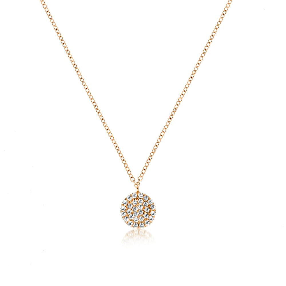 14Kt Yellow And White Gold Diamond Disc Necklace | White Gold