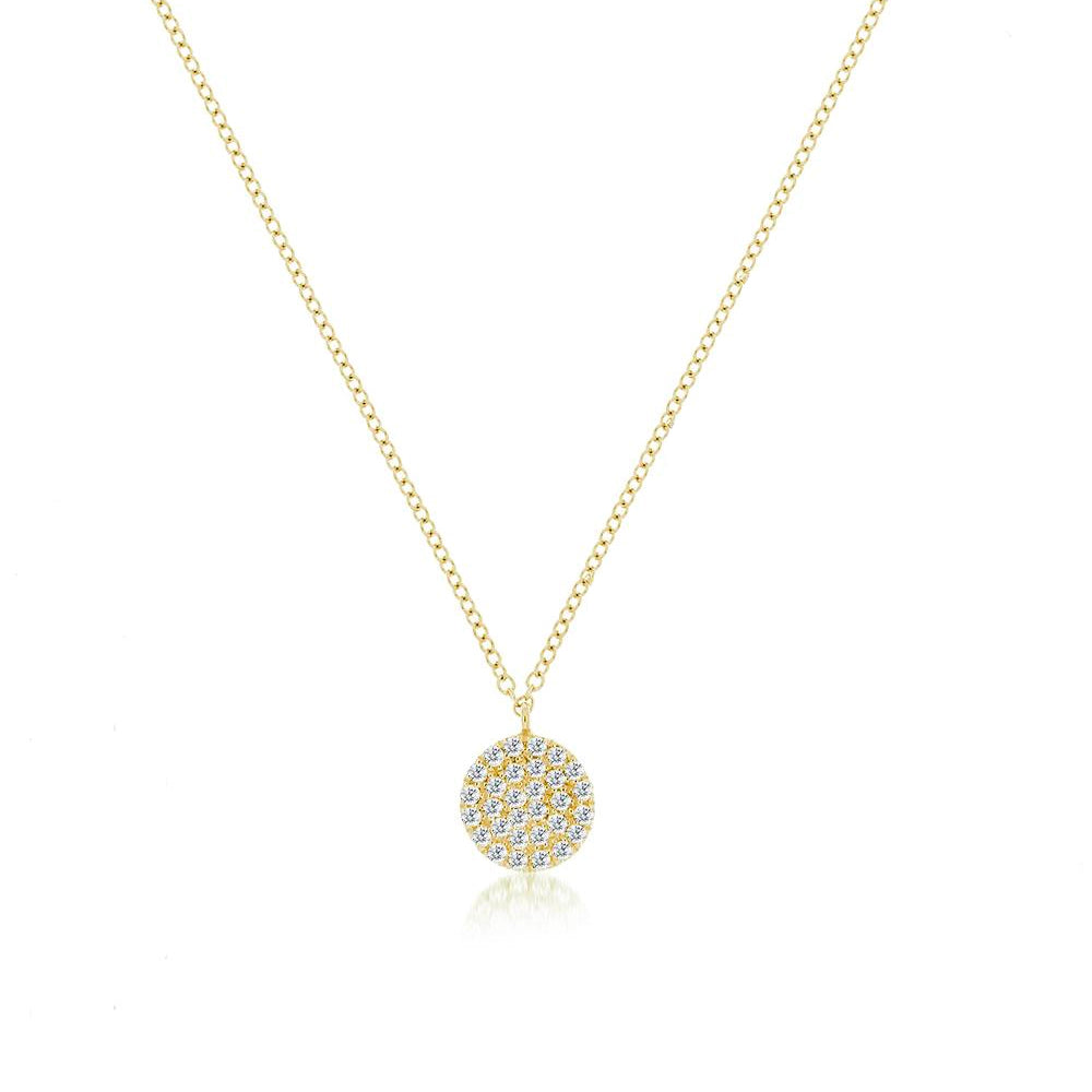 14Kt Yellow And White Gold Diamond Disc Necklace | White Gold