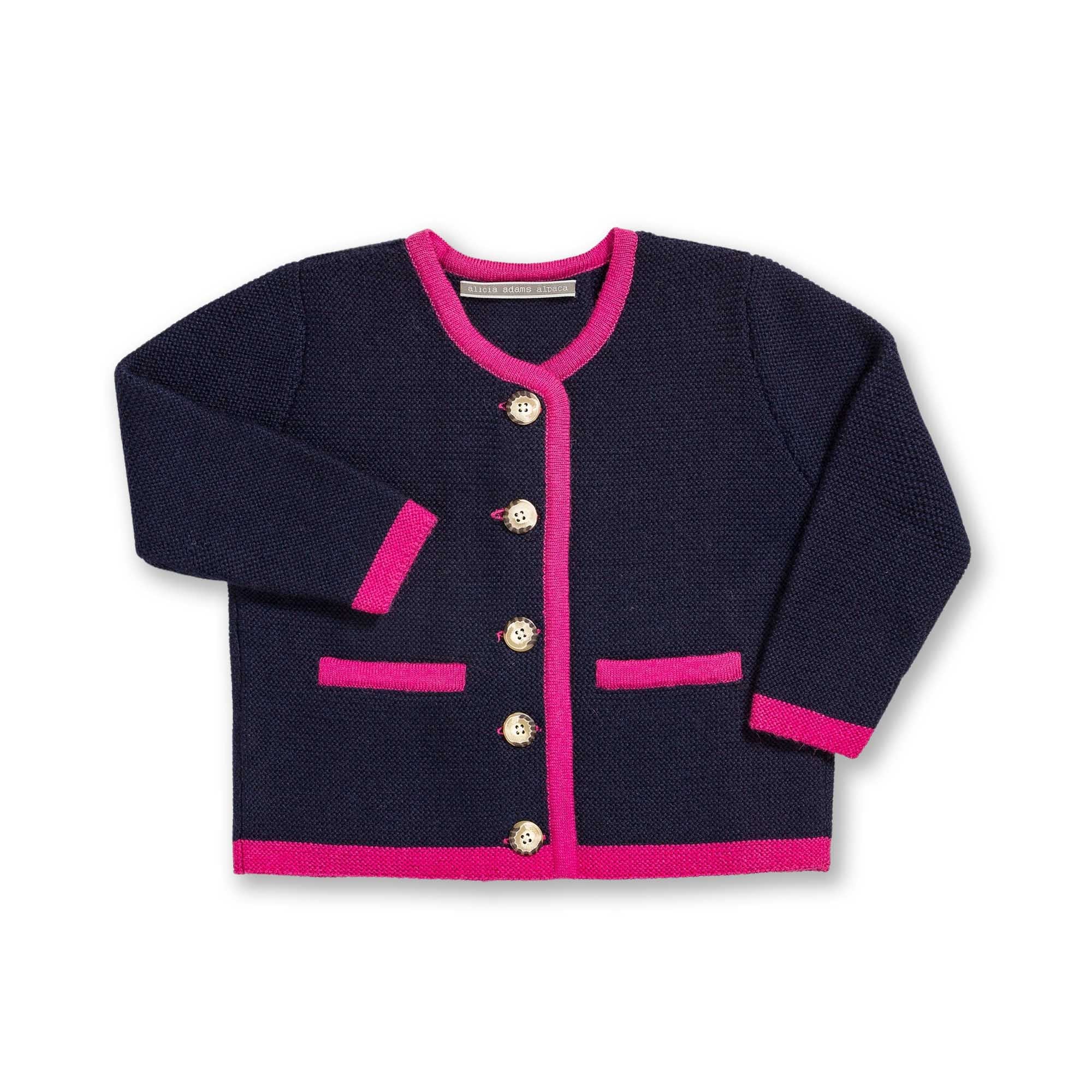 Salzburg Cardigan | Navy/Hot Pink