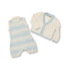 Sami Onesie & Cardigan Set | Ivory/Light Blue