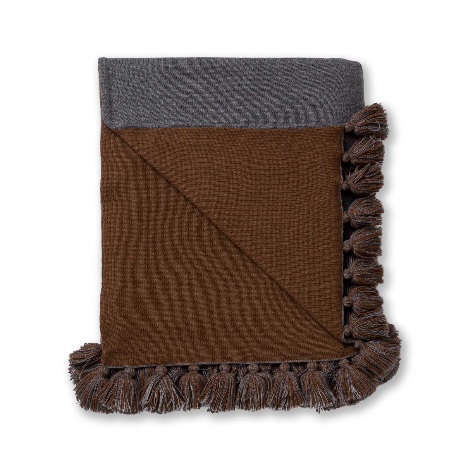 Sydney Bed Blanket | Dark Grey/Cognac