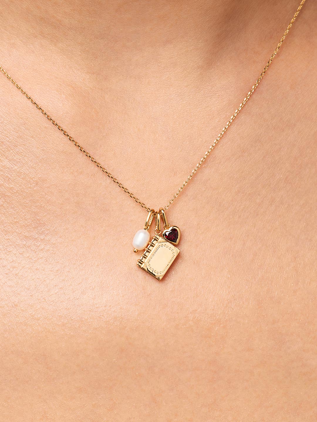Alexa Charm Necklace | 14K Gold on Brass | Freshwater Pearls/Cubic Zirconia