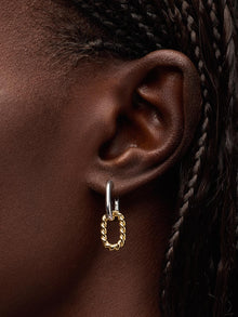 Ash Double Mini Two Tone Drop Earrings | Rhodium on Brass/14K Gold on Brass