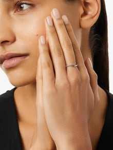 Oren Bypass Ring | Rhodium on Brass | Cubic Zirconia