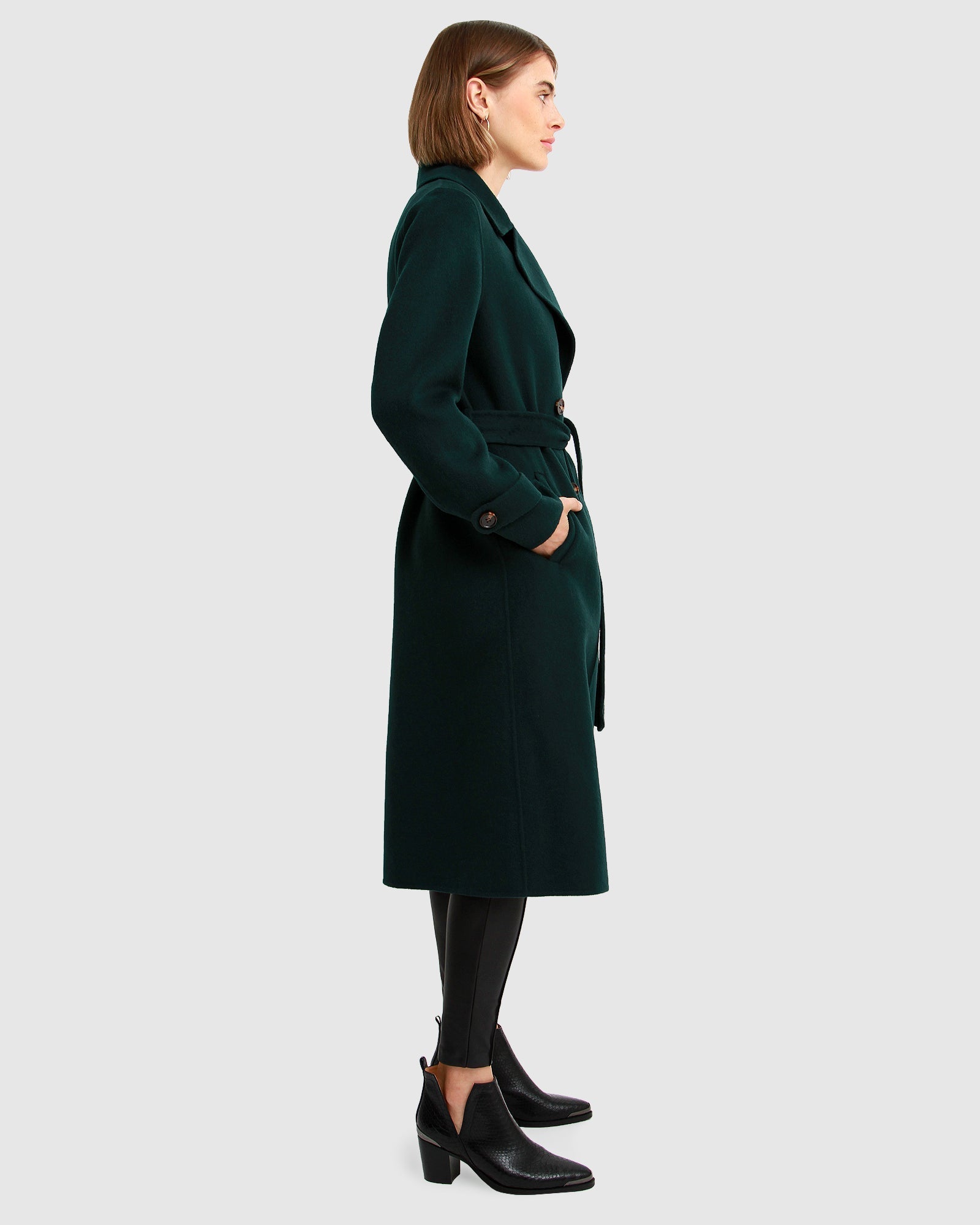 Women | Front Runner Wool Blend Belted Coat | Dark Green