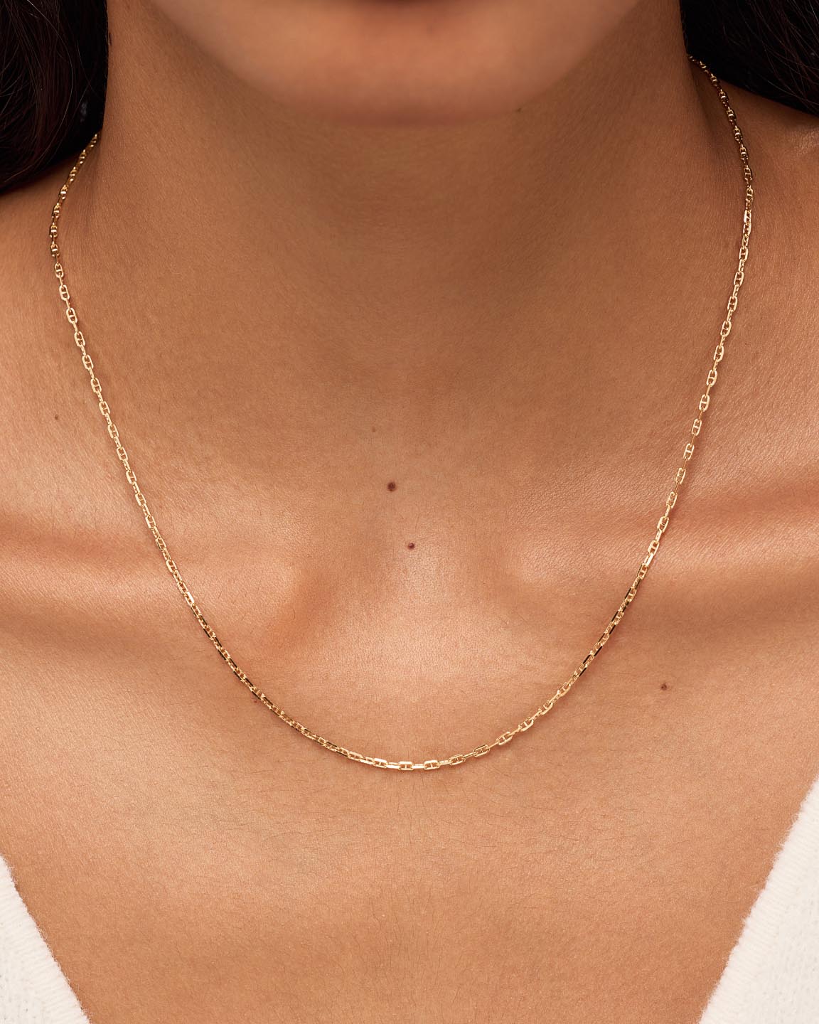 Mini Anchor Chain Necklace | 10K Solid Gold