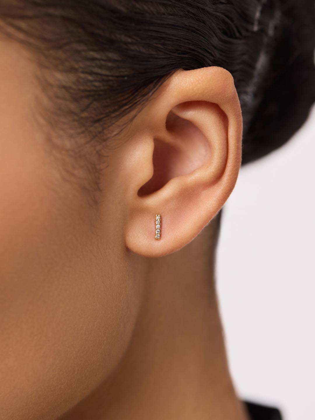Pave Bar Stud Earrings | 10K Solid Gold | 0.07 CTW Diamonds