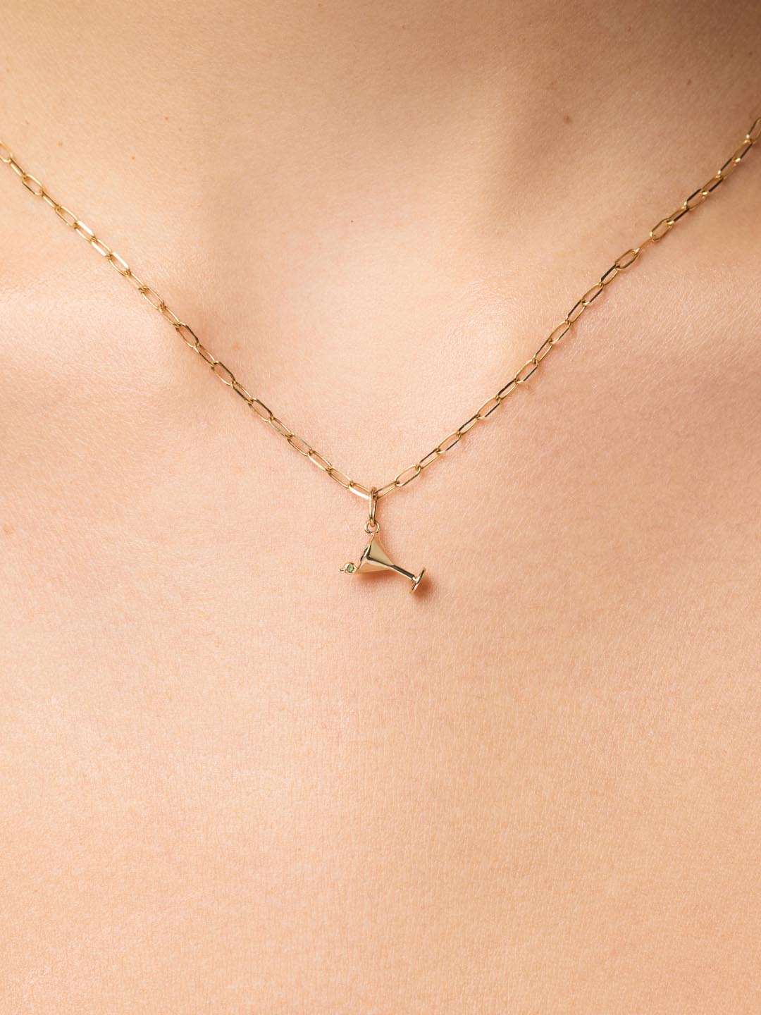 Emerald Martini Charm | 10K Solid Gold | Emerald