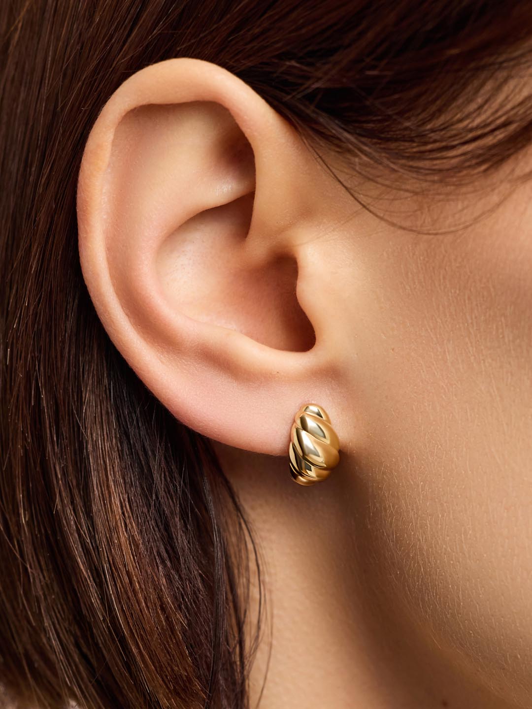 Rope Huggie Studs | 10K Solid Gold