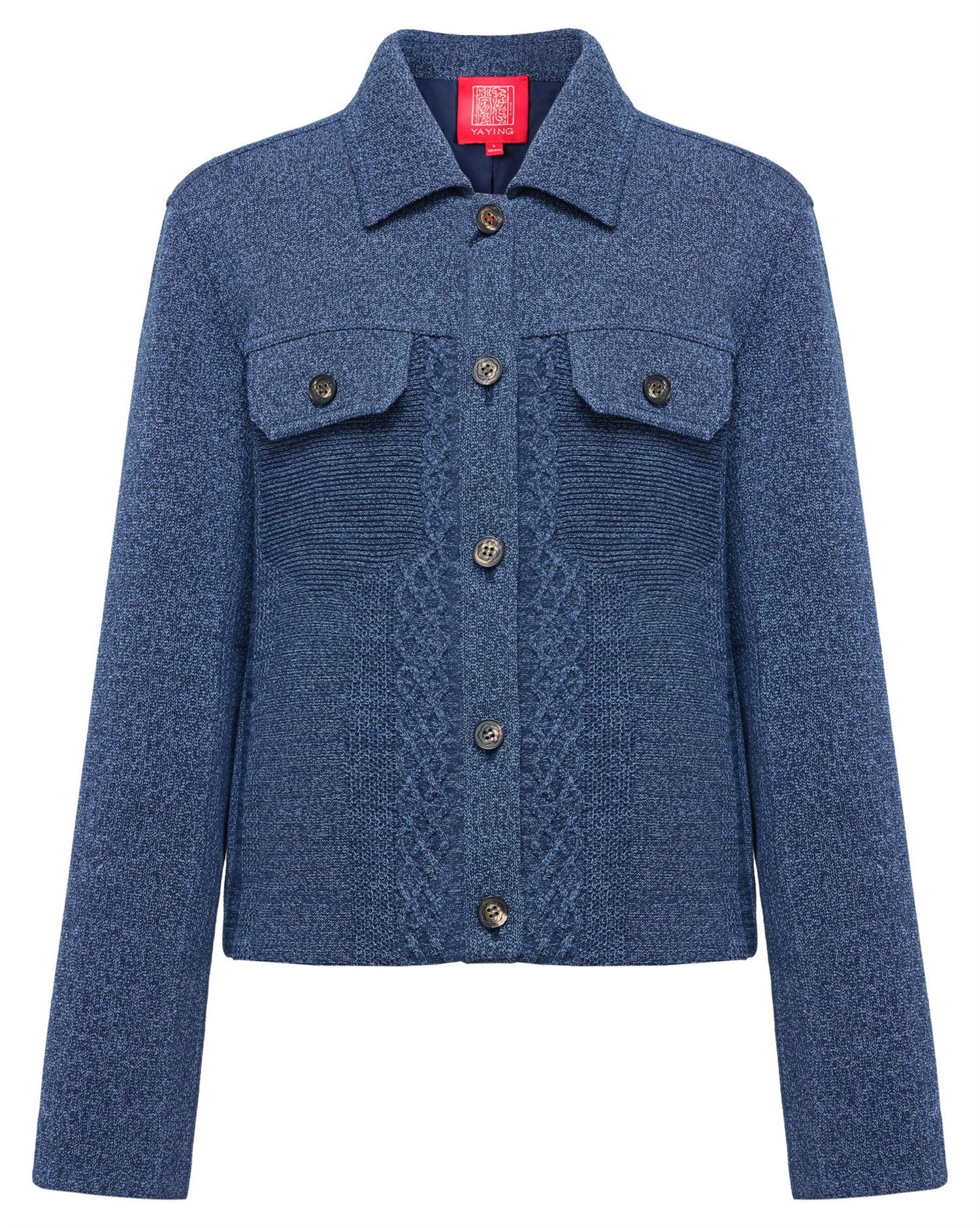 Knit Denim-Look Jacket | Navy
