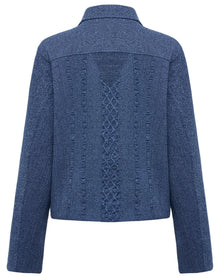 Knit Denim-Look Jacket | Navy