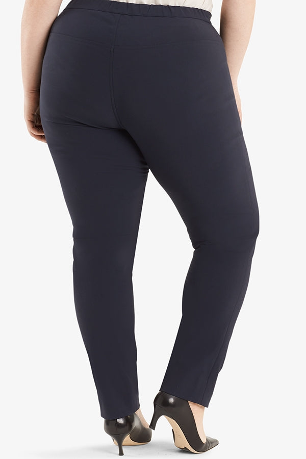 Alt grid image of a woman wearing the Foster pant in dark navy. | Plus Hover | Exclude