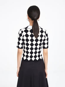 Rhombic Pattern Knit Sweater | Black