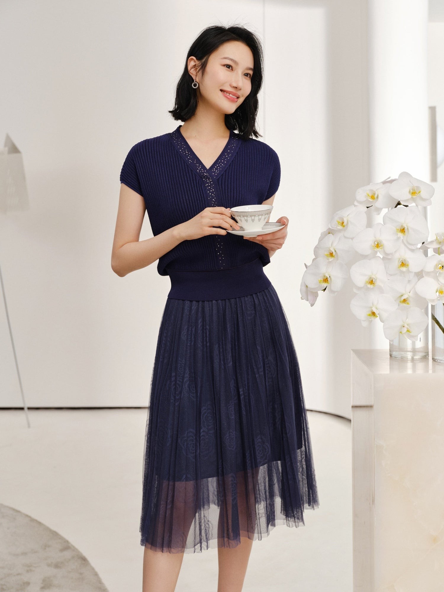 Mesh Skirt | Navy