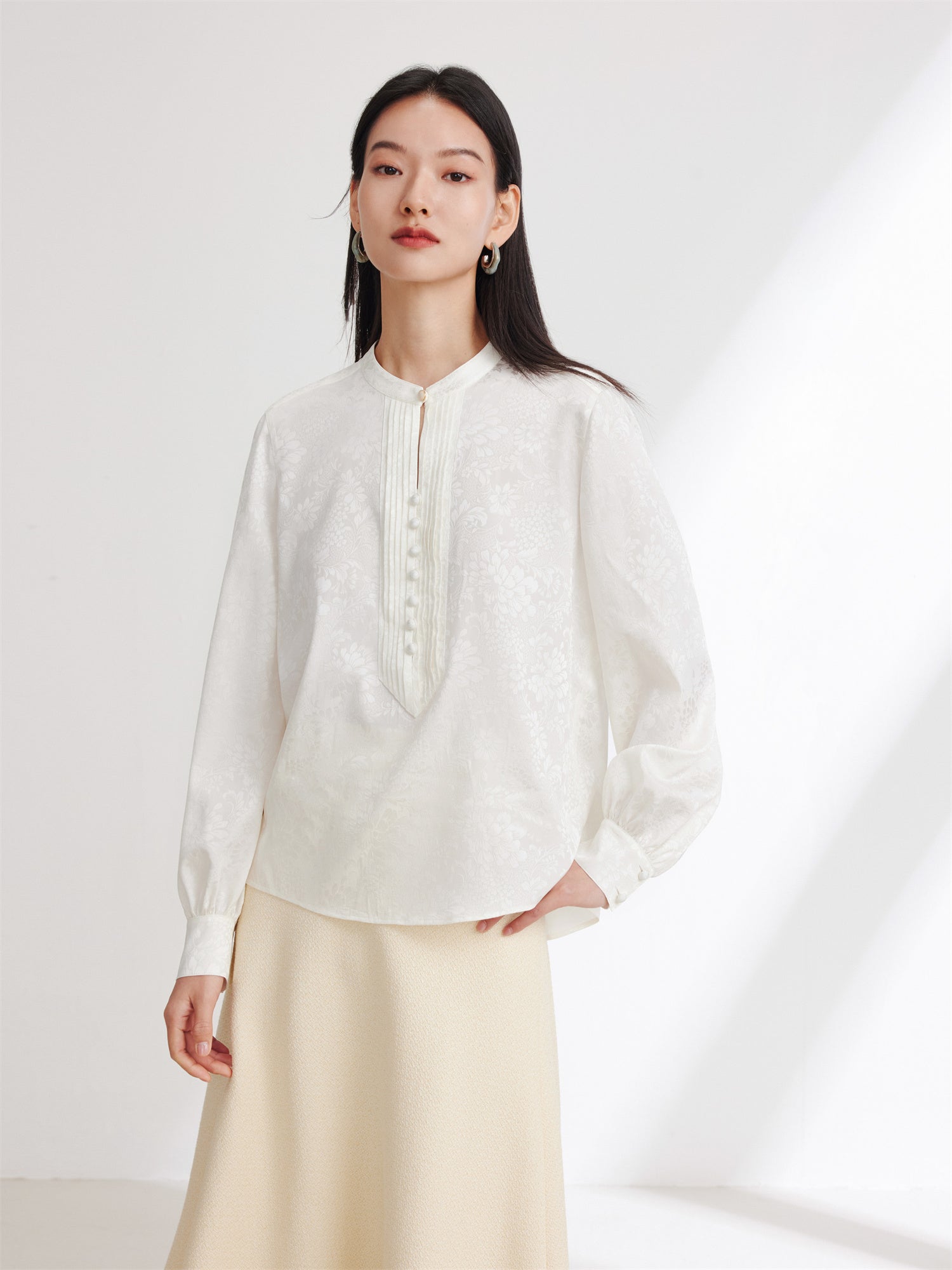 Pleated Blouse | White