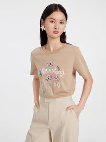 T-SHIRT With A Floral Design | Beige