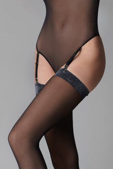 Lurex Garter Stockings - 20D | Black