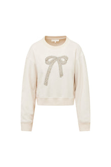 Rylan Bow-Embellished Fleece Pullover | Sugar Cookie