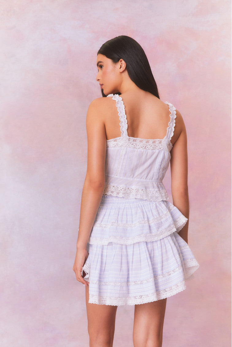 Ruffle Mini Stripe Cotton Skirt | Vintage Voyage