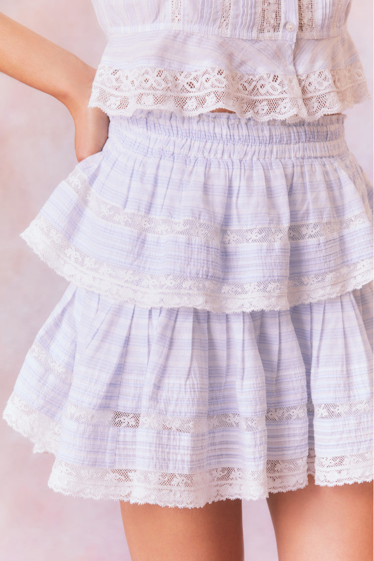 Ruffle Mini Stripe Cotton Skirt | Vintage Voyage