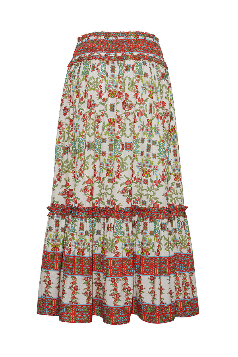 Cece Skirt | Vine Floral Egret Pink