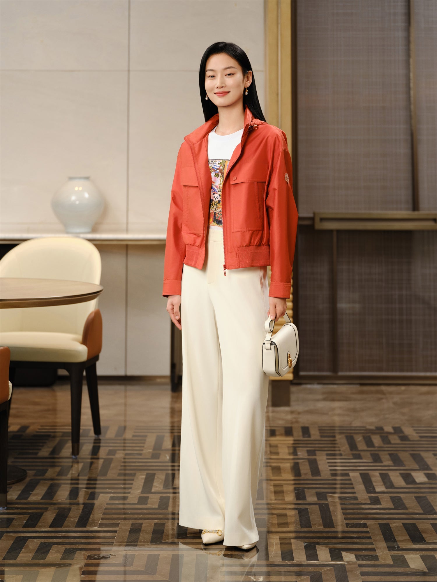 Short O-Shaped Jacket | Orange