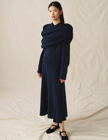 Womens | The Knit Skirt | Navy Melange