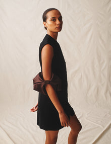 Womens | The Textured Velvet Mini Dress | Black