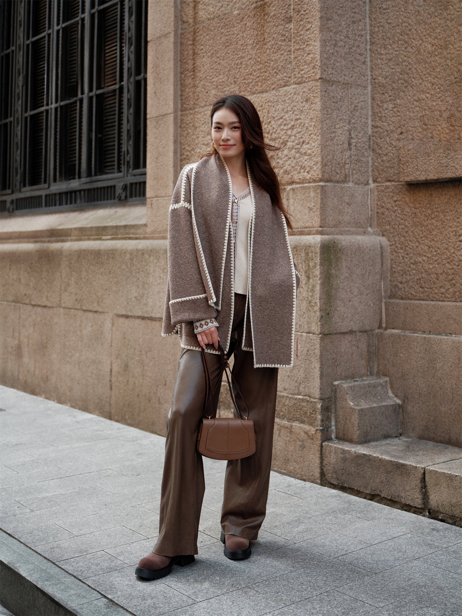 Yak Cashmere Loop Knit Coat | Camel