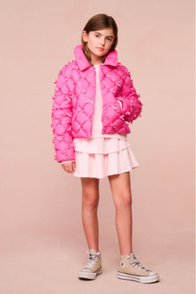 Girls Maricala Quilted Bow Jacket | Fuchsia