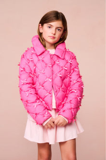 Girls Maricala Quilted Bow Jacket | Fuchsia