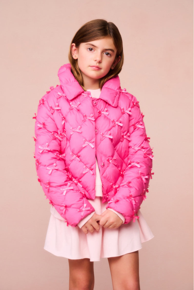 Girls Maricala Quilted Bow Jacket | Fuchsia