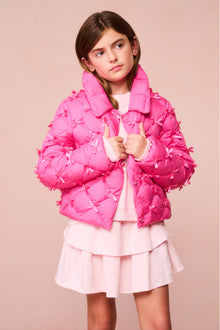 Girls Maricala Quilted Bow Jacket | Fuchsia