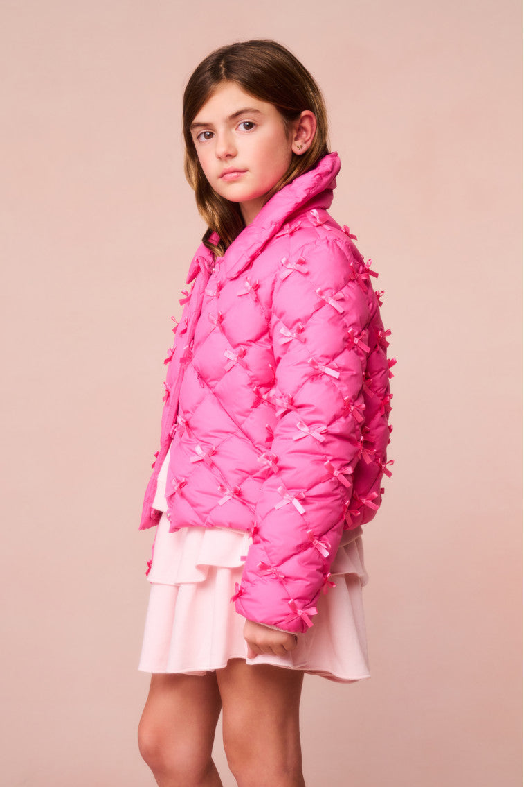 Girls Maricala Quilted Bow Jacket | Fuchsia