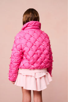 Girls Maricala Quilted Bow Jacket | Fuchsia