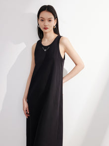 Cotton Sleeveless Dress | Black