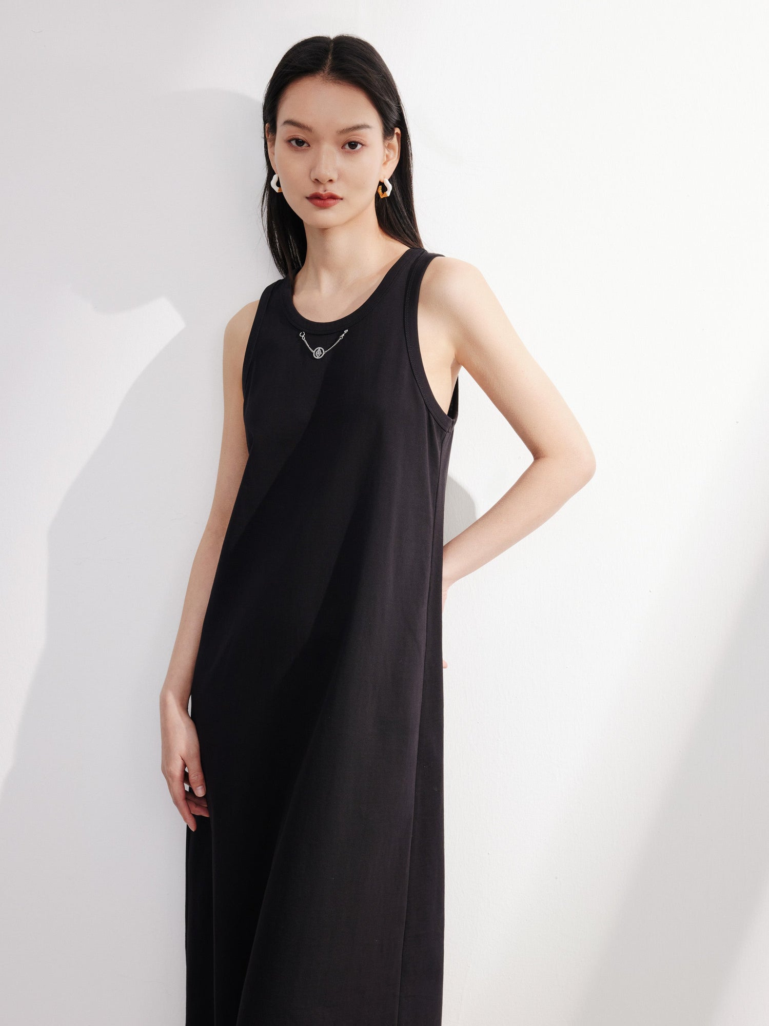 Cotton Sleeveless Dress | Black