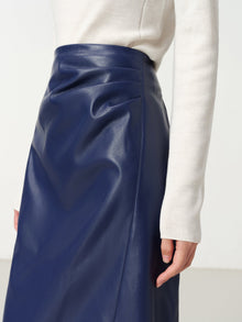 Leather Skirt | Blue