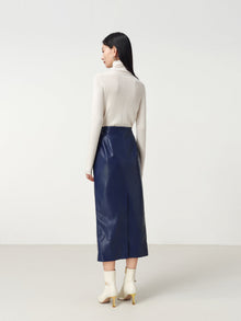 Leather Skirt | Blue